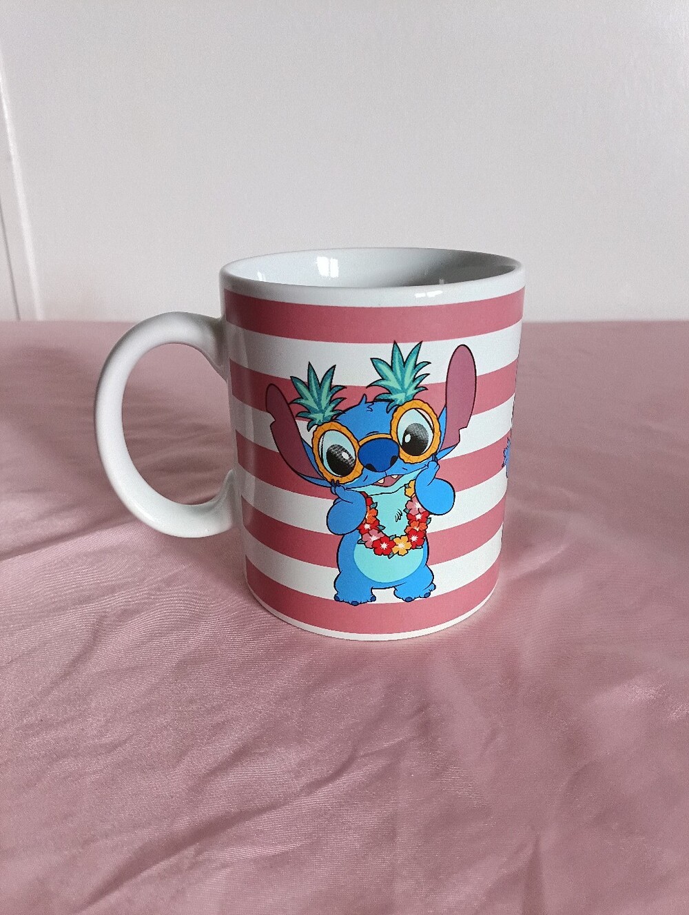 Disney Lilo & Stitch Stripe Pink & White Coffee Mug 20oz